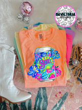 Load image into Gallery viewer, neon floral beer collection on comfort colors graphic tee - Mavictoria Designs Hot Press Express