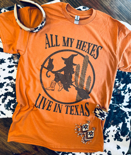 All my hexes live in Texas western witch tee - Mavictoria Designs Hot Press Express
