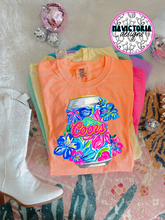 Load image into Gallery viewer, neon floral beer collection on comfort colors graphic tee - Mavictoria Designs Hot Press Express