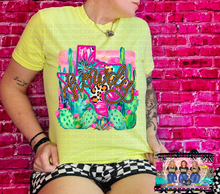 Load image into Gallery viewer, Neon lemon comfort colors WESTERN cactus state graphic tee (all 50 states available) - Mavictoria Designs Hot Press Express