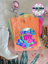 Load image into Gallery viewer, neon floral beer collection on comfort colors graphic tee - Mavictoria Designs Hot Press Express