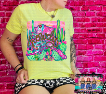Load image into Gallery viewer, Neon lemon comfort colors WESTERN cactus state graphic tee (all 50 states available) - Mavictoria Designs Hot Press Express