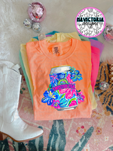 Load image into Gallery viewer, neon floral beer collection on comfort colors graphic tee - Mavictoria Designs Hot Press Express