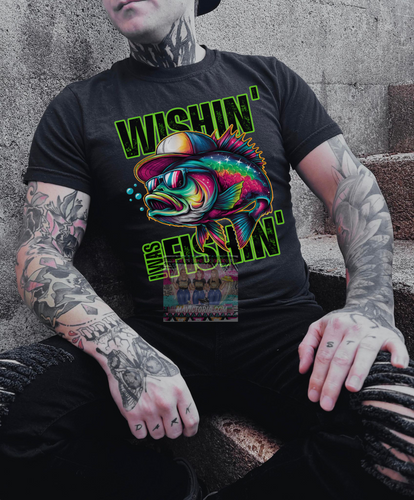 Wishin’ I was fishin’ unisex fit tee - Mavictoria Designs Hot Press Express
