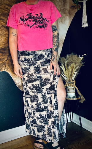 Rodeo road mesh skirt and neon pink high call graphic cropped tee SOLD SEPARATELY - Mavictoria Designs Hot Press Express