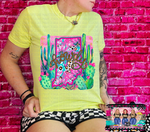 Load image into Gallery viewer, Neon lemon comfort colors WESTERN cactus state graphic tee (all 50 states available) - Mavictoria Designs Hot Press Express