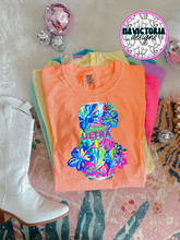 Load image into Gallery viewer, neon floral beer collection on comfort colors graphic tee - Mavictoria Designs Hot Press Express