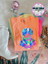 Load image into Gallery viewer, neon floral beer collection on comfort colors graphic tee - Mavictoria Designs Hot Press Express