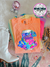 Load image into Gallery viewer, neon floral beer collection on comfort colors graphic tee - Mavictoria Designs Hot Press Express