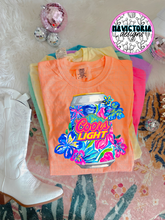 Load image into Gallery viewer, neon floral beer collection on comfort colors graphic tee - Mavictoria Designs Hot Press Express