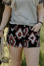 Load image into Gallery viewer, Aztec denim shorts sterling Kreek - Mavictoria Designs Hot Press Express