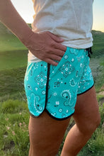 Load image into Gallery viewer, BANDANA BABE TURQUOISE SHORTS sterling kreek - Mavictoria Designs Hot Press Express