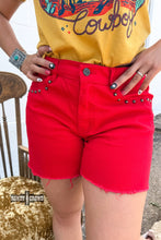 Load image into Gallery viewer, RED- Shenandoah Stud Shorts - Mavictoria Designs Hot Press Express