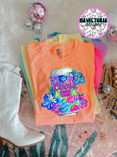 Load image into Gallery viewer, neon floral beer collection on comfort colors graphic tee - Mavictoria Designs Hot Press Express
