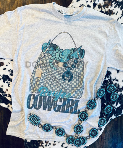 Boujee cowgirl turquoise graphic tee - Mavictoria Designs Hot Press Express