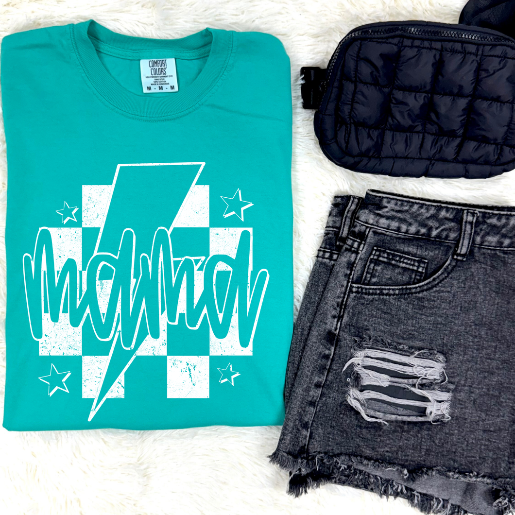 Mama Checkered Graphic Tee - Mavictoria Designs Hot Press Express