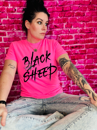 Neon PINK comfort colors BLACK SHEEP graphic tee - Mavictoria Designs Hot Press Express