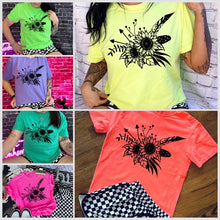 Load image into Gallery viewer, The Neon comfort colors sunflower collection graphic tees checkered shorts sold separately - Mavictoria Designs Hot Press Express
