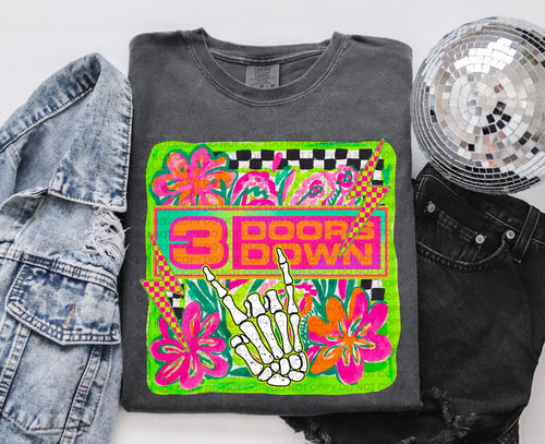 Three doors down graphic tee on PEPPER COMFORT COLORS - Mavictoria Designs Hot Press Express