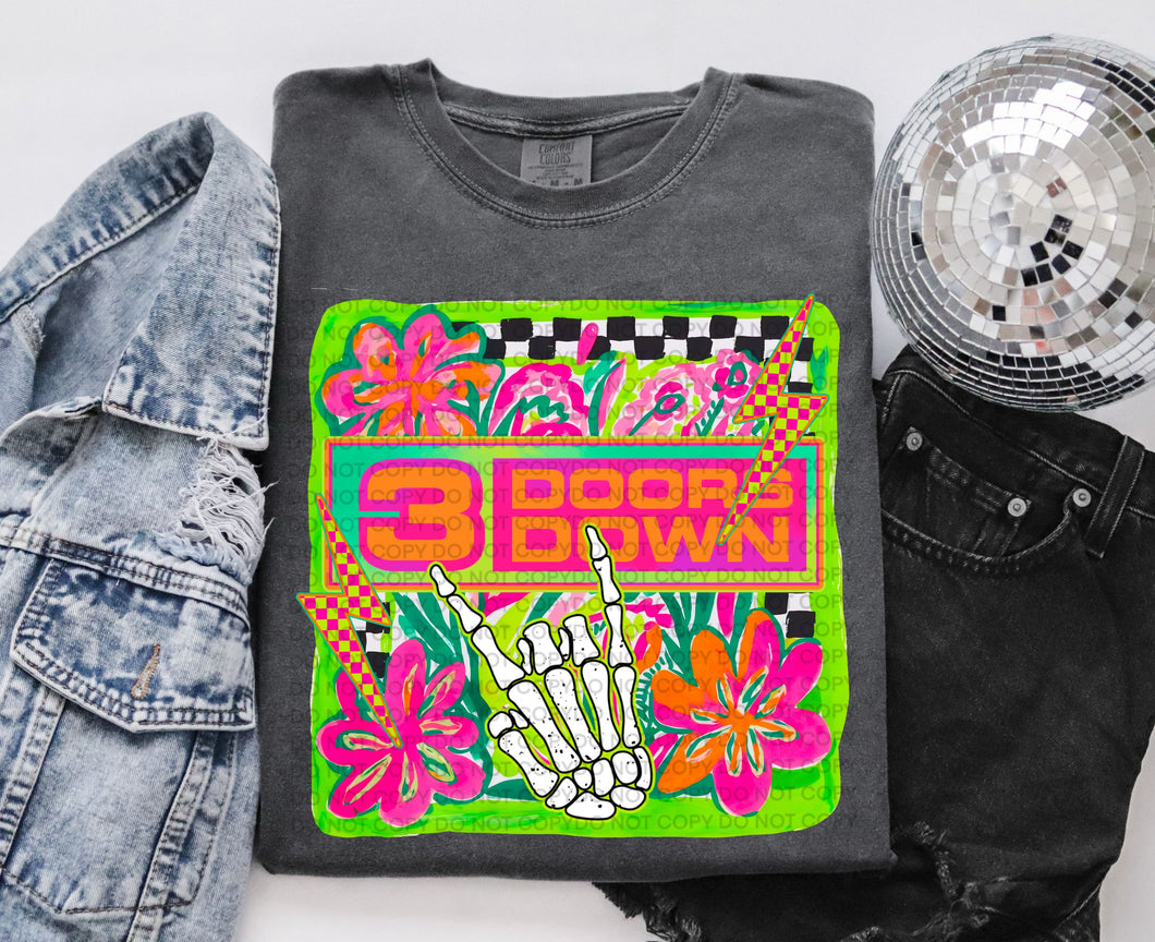 Three doors down graphic tee on PEPPER COMFORT COLORS - Mavictoria Designs Hot Press Express