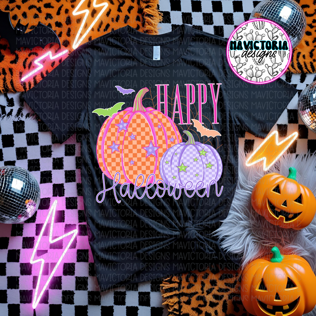 Pastel happy Halloween on black hoodie, crewneck, long sleeve or tee