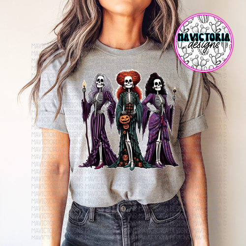 Hocus pocus sanderson sisters skellies on grey hoodie, crewneck, long sleeve or tee - Mavictoria Designs Hot Press Express
