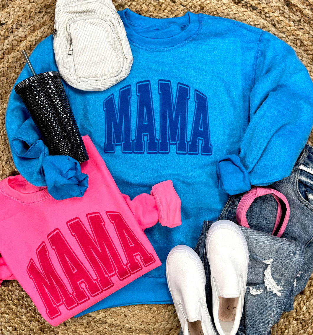 Neon Mama Blue Sweatshirts -RTS - Mavictoria Designs Hot Press Express