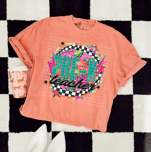 MELON comfort colors TEACHER BY GRADE graphic tees - Mavictoria Designs Hot Press Express