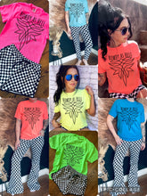 Load image into Gallery viewer, Rowdy as hell bootstitch boot stitch Neon Comfort Colors Collection // checkered shorts sold separately - Mavictoria Designs Hot Press Express
