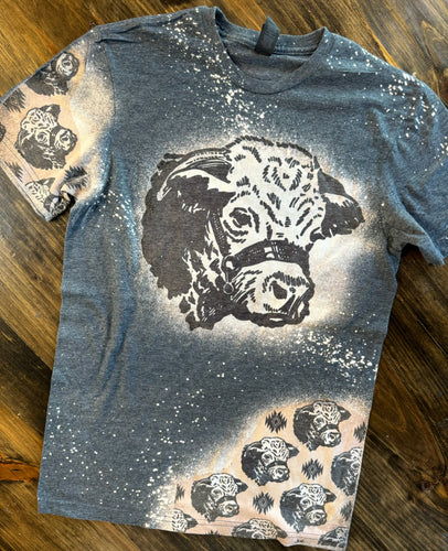 Cow bleached graphic tee - Mavictoria Designs Hot Press Express