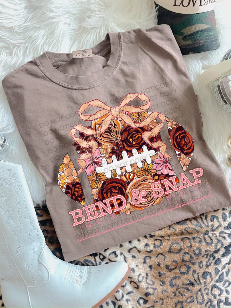 Bend and snap floral football Espresso comfort colors graphic tee - Mavictoria Designs Hot Press Express