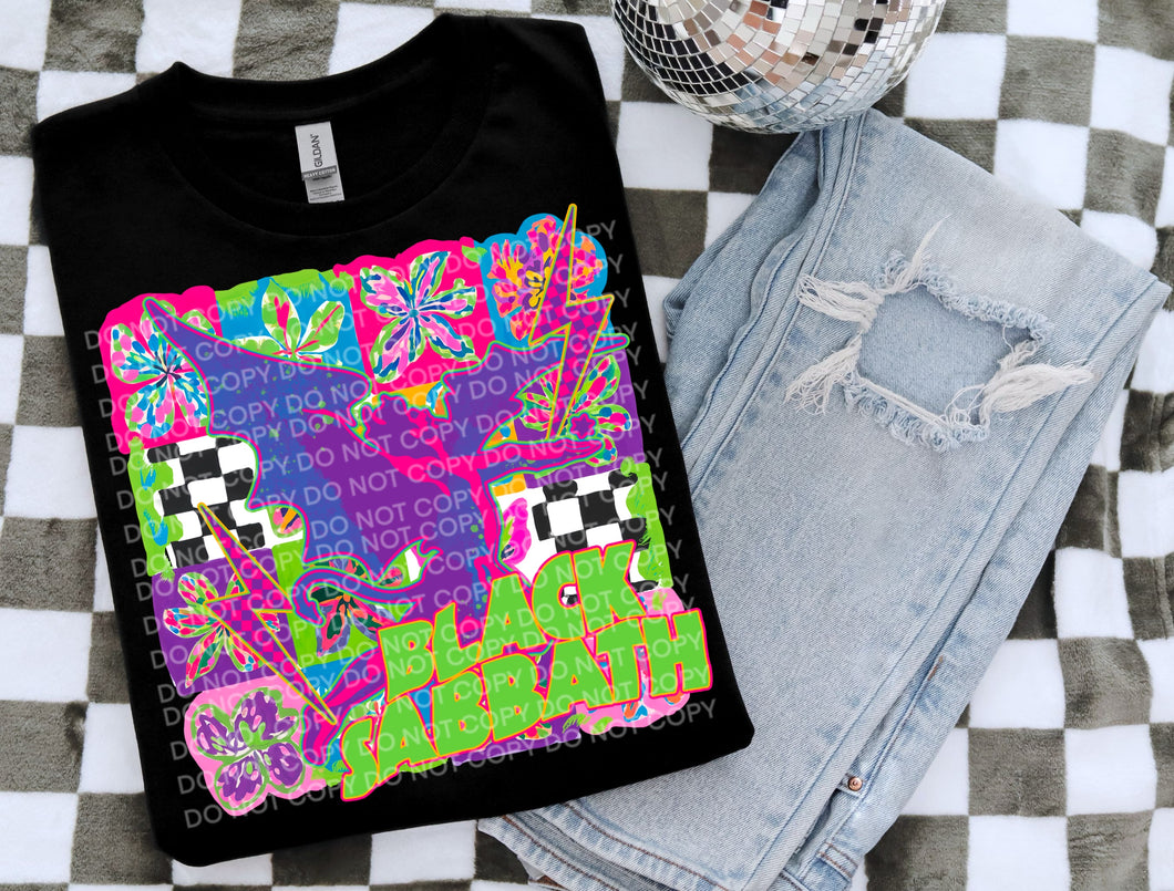Black comfort colors BLACK SABATH band western graphic tee - Mavictoria Designs Hot Press Express