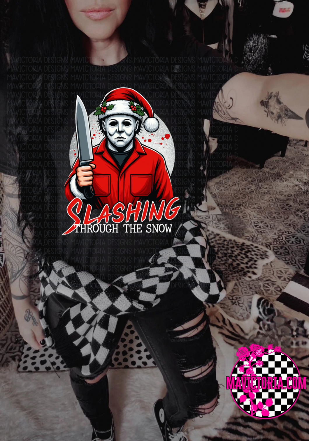 Slashing through the snow MICHAEL on black hoodie, crewneck, long sleeve or tee