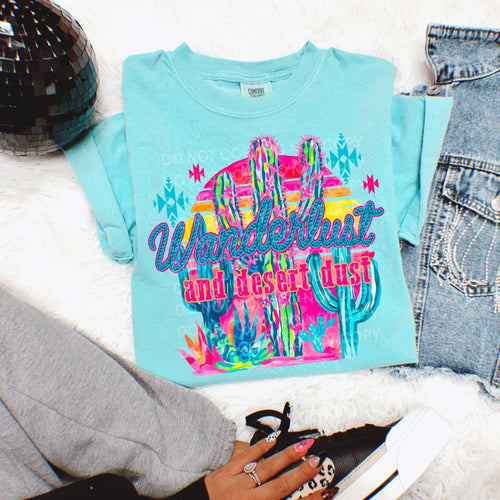 Lagoon comfort colors WANDERLUST and desert dust western graphic tee - Mavictoria Designs Hot Press Express