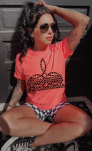 Load image into Gallery viewer, The Neon Checkered Bootstitch Boot Stitch Collection on Comfort Colors or Beach Wash Graphic Tees // checkered shorts sold separately - Mavictoria Designs Hot Press Express
