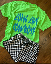 Load image into Gallery viewer, The Neon Long Live Cowboys Collection on Comfort Colors or Beach Wash Graphic Tees // checkered shorts and joggers sold separately - Mavictoria Designs Hot Press Express
