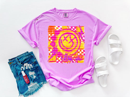 Neon violet comfort colors BLINK 182 band western graphic tee - Mavictoria Designs Hot Press Express