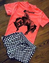 Load image into Gallery viewer, The Neon bronc comfort colors collection graphic tees checkered shorts sold separately - Mavictoria Designs Hot Press Express
