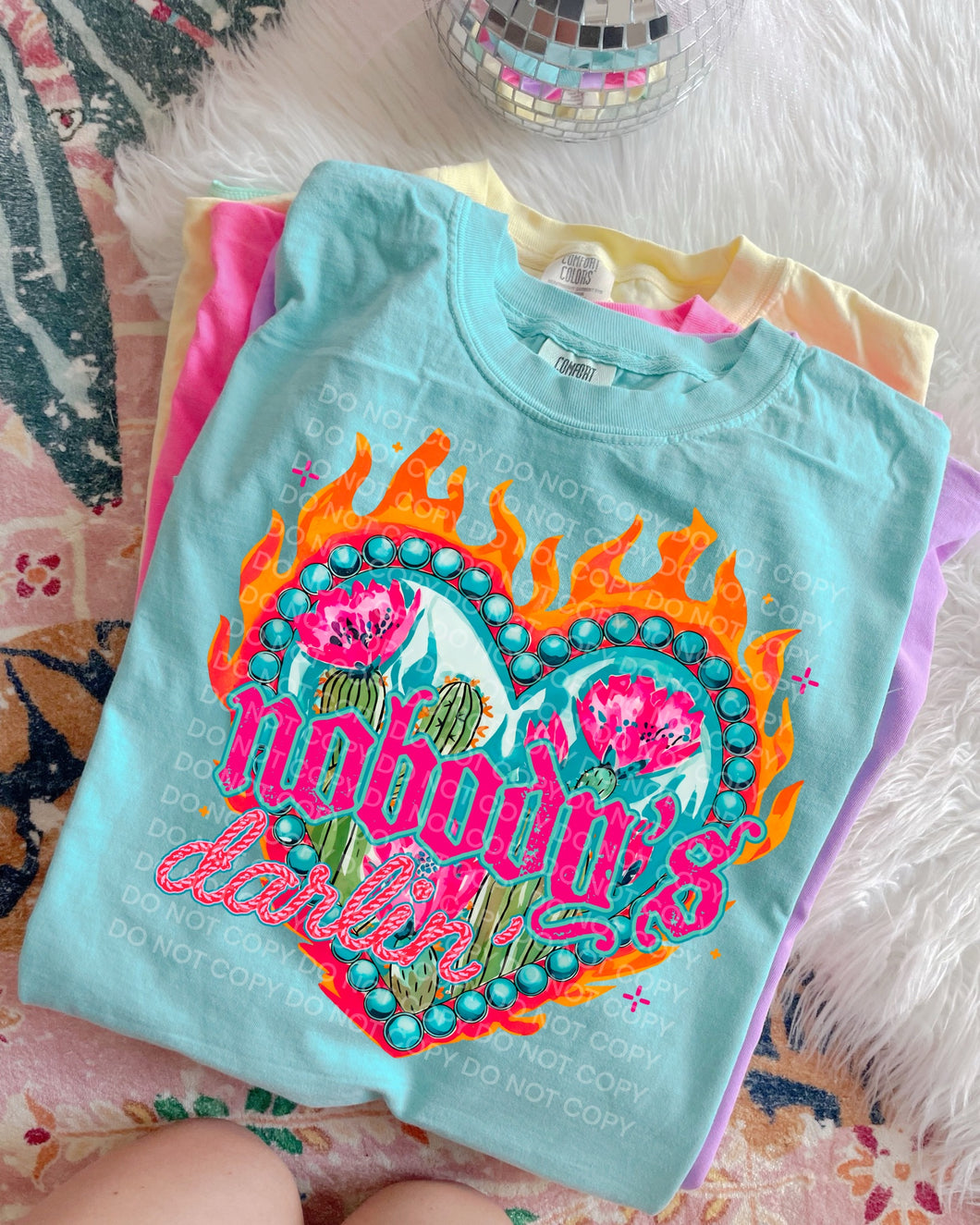 Nobody’s darlin flames on comfort colors graphic tee (you pick color) - Mavictoria Designs Hot Press Express