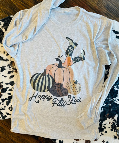 Happy Fall Y’all cowgirl graphic tee - Mavictoria Designs Hot Press Express