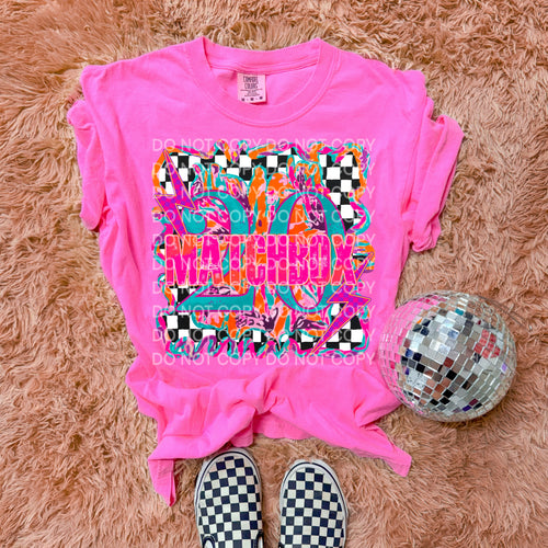 NEON PINK MATCHBOX 20 band western graphic tee - Mavictoria Designs Hot Press Express