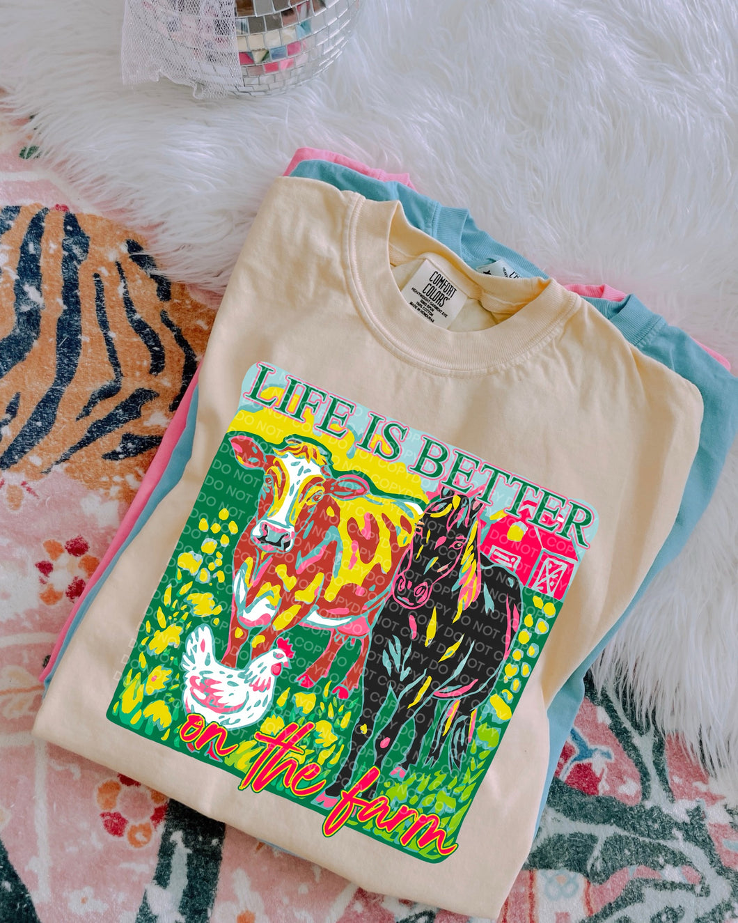 LIFE IS BETTER AT THE FARM western graphic tee (choose your color) - Mavictoria Designs Hot Press Express