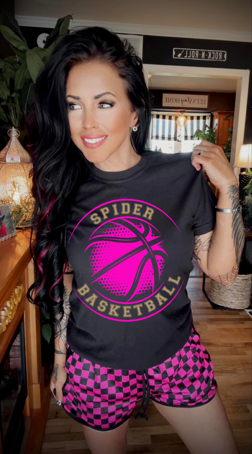SPIDER basketball on black TEE / CREWNECK SWEATSHIRT /LONG SLEEVE / OR HOODIE - Mavictoria Designs Hot Press Express