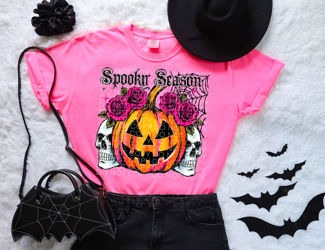 SPOOKY SEASON on NEON PINK hoodie, crewneck, long sleeve or tee - Mavictoria Designs Hot Press Express