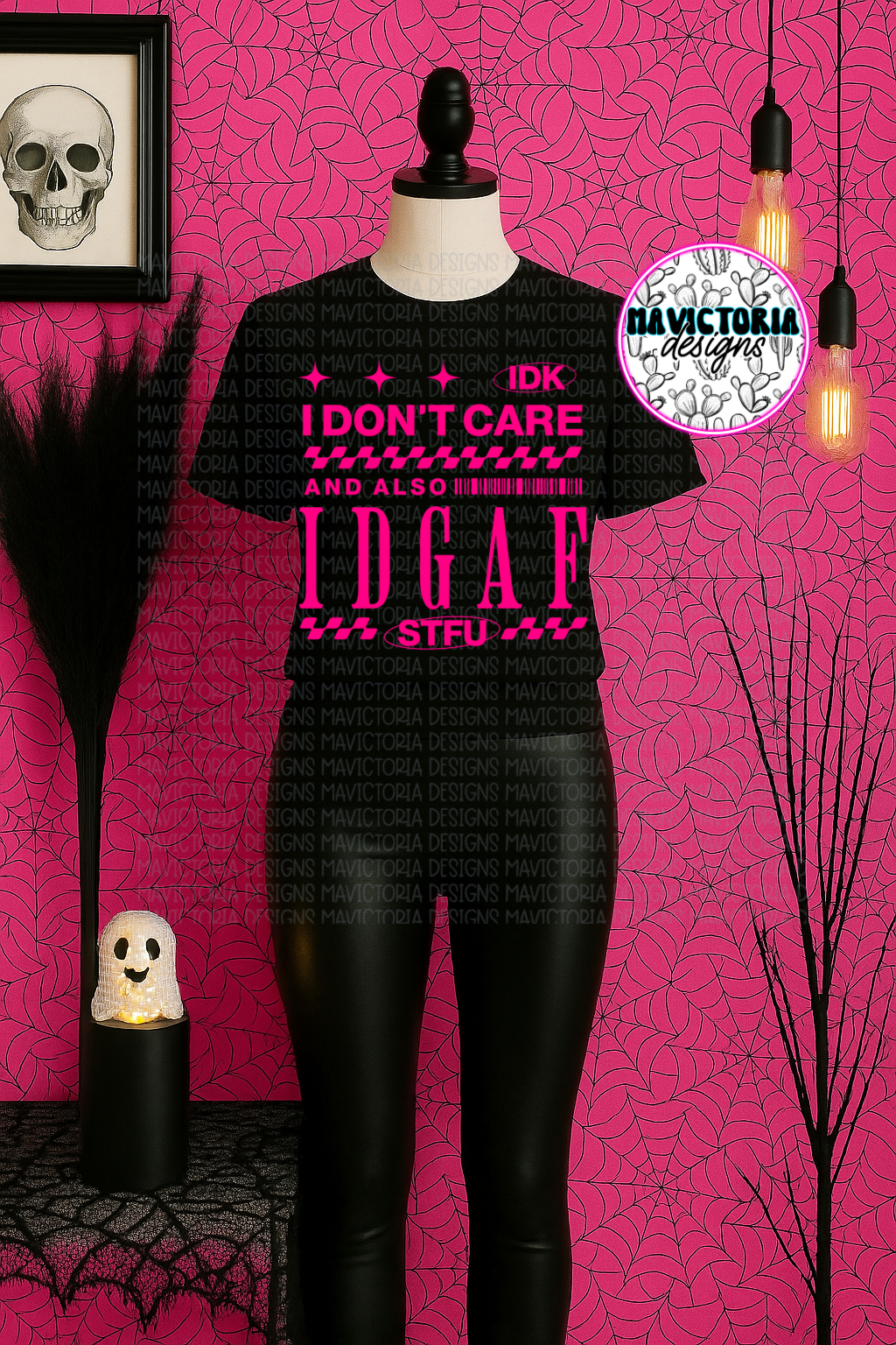 I don’t care and also IDGAF on black hoodie, crewneck, long sleeve or tee - Mavictoria Designs Hot Press Express