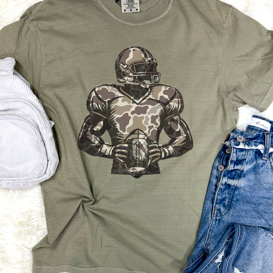 Camo Quarterback Graphic Tee - Mavictoria Designs Hot Press Express