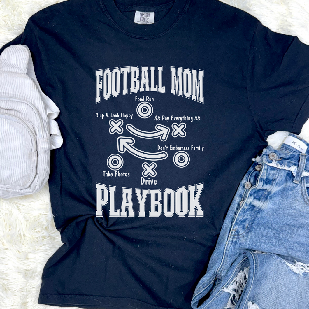 Football Mom Playbook Graphic Tee - Mavictoria Designs Hot Press Express