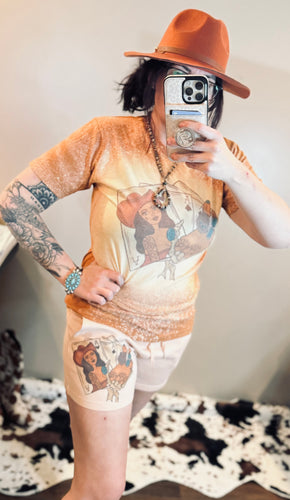 Go ahead and fold western bleached graphic tee and fleece matching shorts SOLD SEPARATELY - Mavictoria Designs Hot Press Express