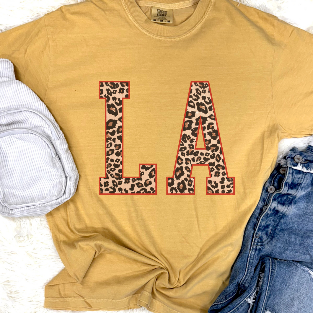 Leopard LA Graphic Tee - Mavictoria Designs Hot Press Express