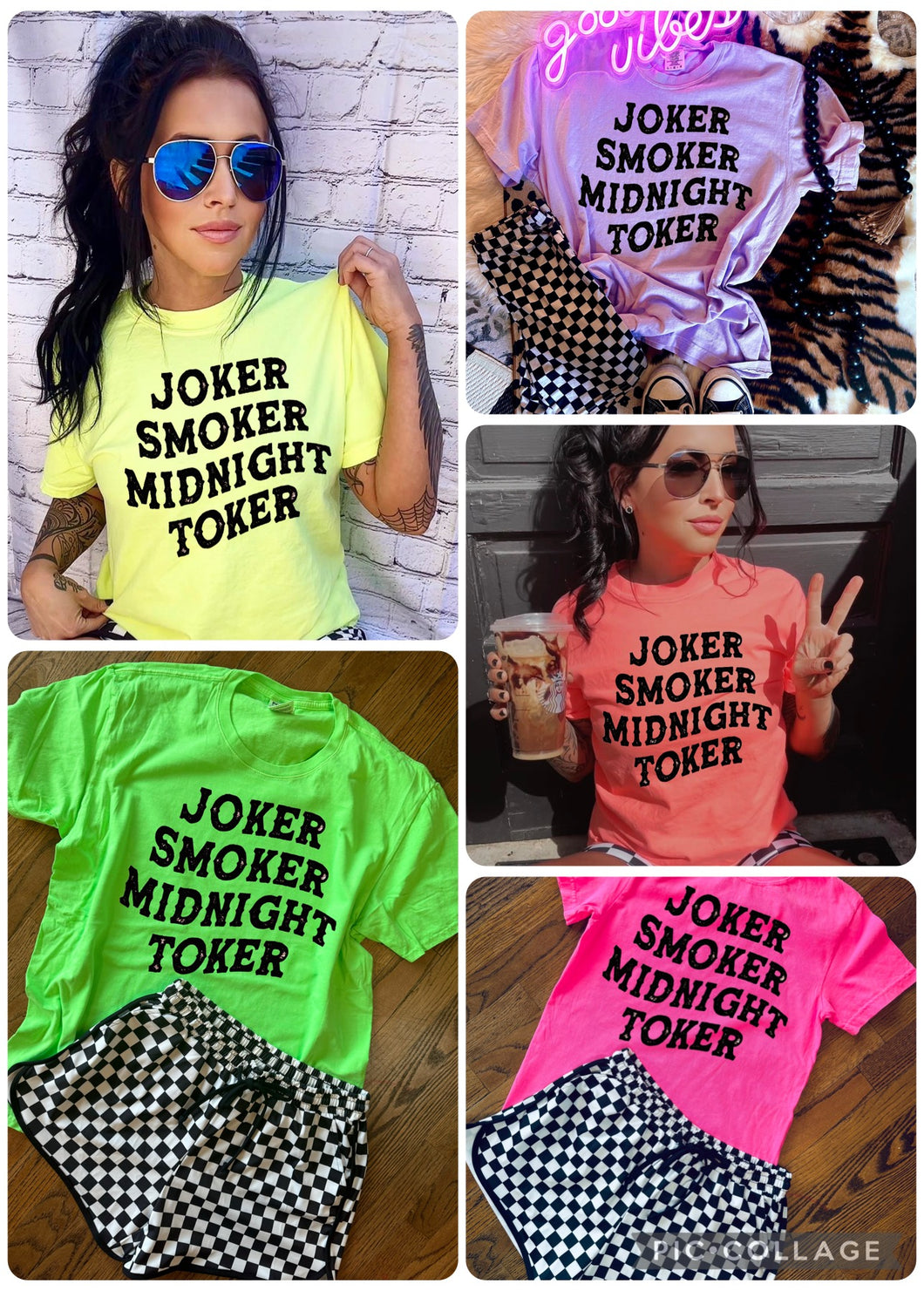 Joker Smoker Midnight Toker Neon Comfort Colors Collection // checkered shorts sold separately - Mavictoria Designs Hot Press Express